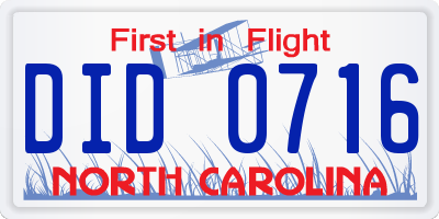 NC license plate DID0716