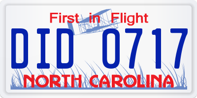 NC license plate DID0717