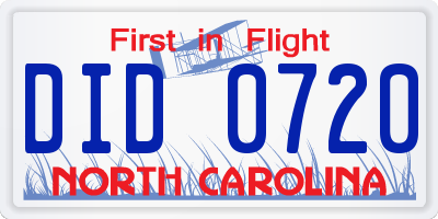 NC license plate DID0720
