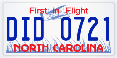 NC license plate DID0721