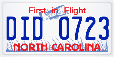 NC license plate DID0723