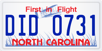 NC license plate DID0731