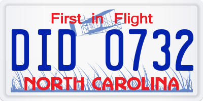 NC license plate DID0732
