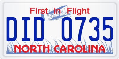 NC license plate DID0735