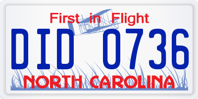 NC license plate DID0736