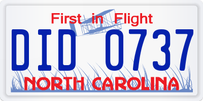 NC license plate DID0737