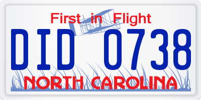 NC license plate DID0738