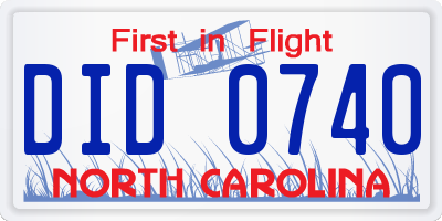 NC license plate DID0740