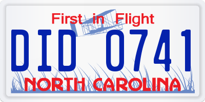 NC license plate DID0741