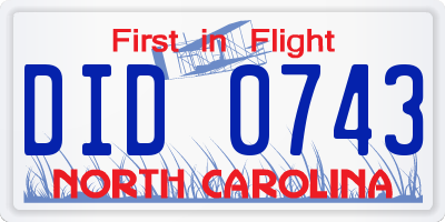 NC license plate DID0743