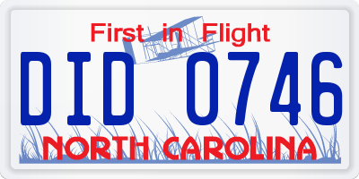 NC license plate DID0746