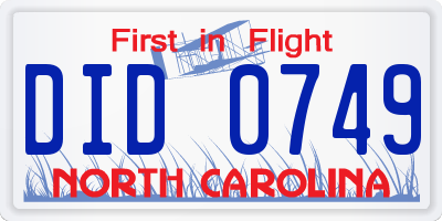NC license plate DID0749