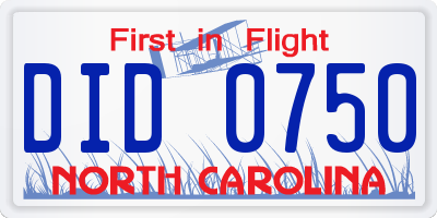NC license plate DID0750