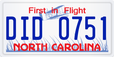 NC license plate DID0751