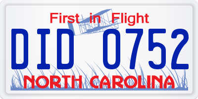 NC license plate DID0752