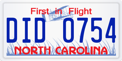 NC license plate DID0754