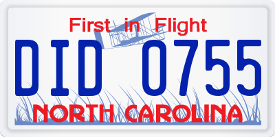 NC license plate DID0755