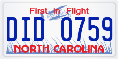 NC license plate DID0759