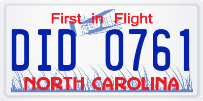NC license plate DID0761