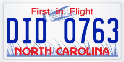 NC license plate DID0763