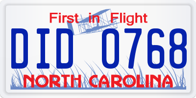 NC license plate DID0768