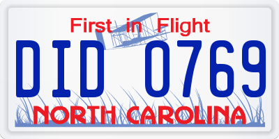 NC license plate DID0769