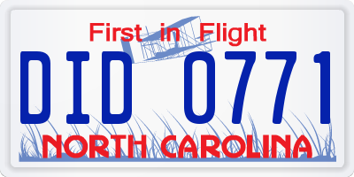 NC license plate DID0771
