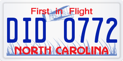 NC license plate DID0772