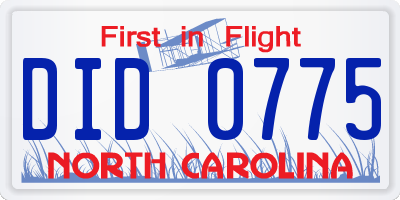 NC license plate DID0775
