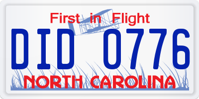 NC license plate DID0776