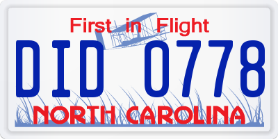 NC license plate DID0778