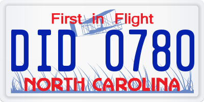 NC license plate DID0780