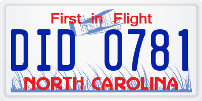 NC license plate DID0781