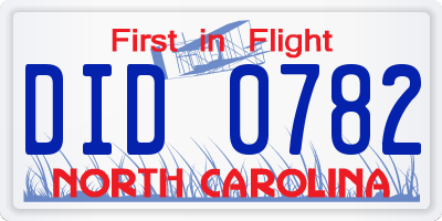 NC license plate DID0782