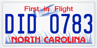 NC license plate DID0783
