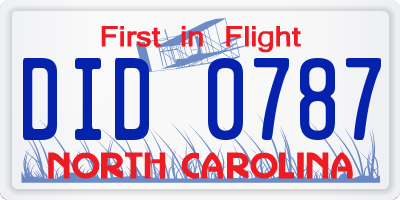 NC license plate DID0787
