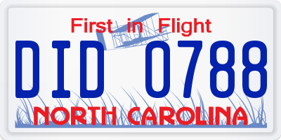 NC license plate DID0788