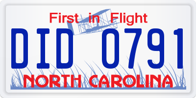 NC license plate DID0791