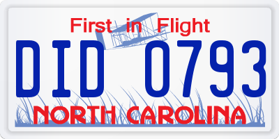 NC license plate DID0793