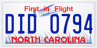 NC license plate DID0794