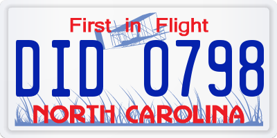 NC license plate DID0798