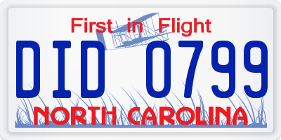 NC license plate DID0799