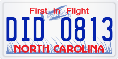 NC license plate DID0813