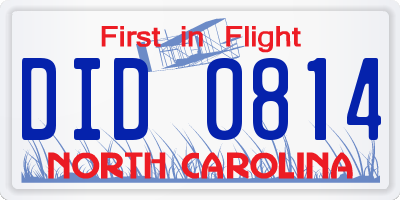NC license plate DID0814