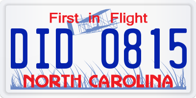 NC license plate DID0815