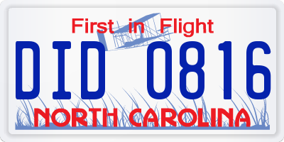 NC license plate DID0816