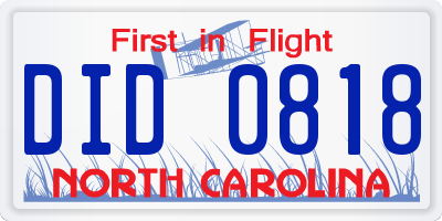 NC license plate DID0818