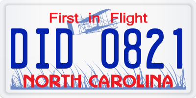 NC license plate DID0821