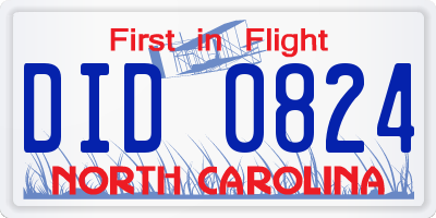 NC license plate DID0824