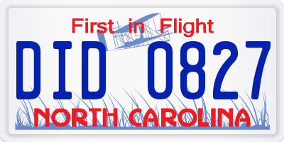NC license plate DID0827